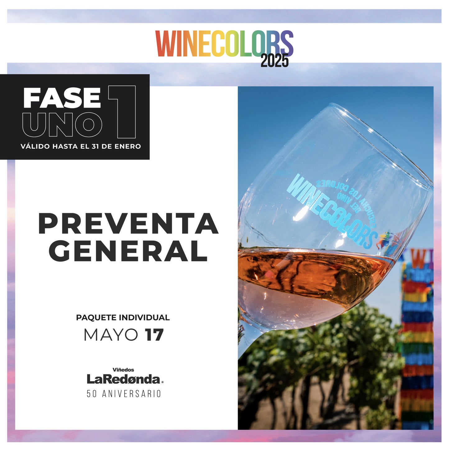 Preventa General Wine Colors Music Fest - Sábado, 17 de mayo de 2025