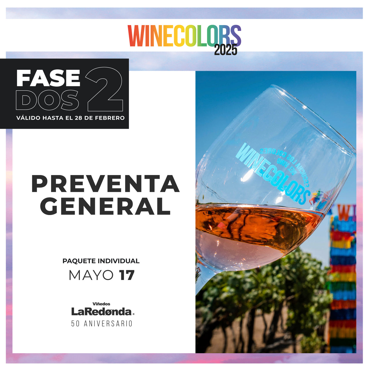 Preventa General Wine Colors Music Fest - Sábado, 17 de mayo de 2025